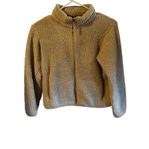 Uniqlo sweater jacket dark tan kids size 9-10